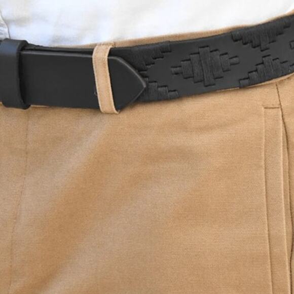 Groucho Life Unisex Black Embroidered Belt Tonal Embroidered Pattern Size 95 - Picture 8 of 9